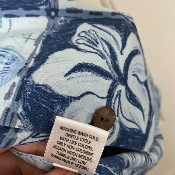 Merona Printed Button Down Shirt Floral Blue XXL - Picture 7 of 7